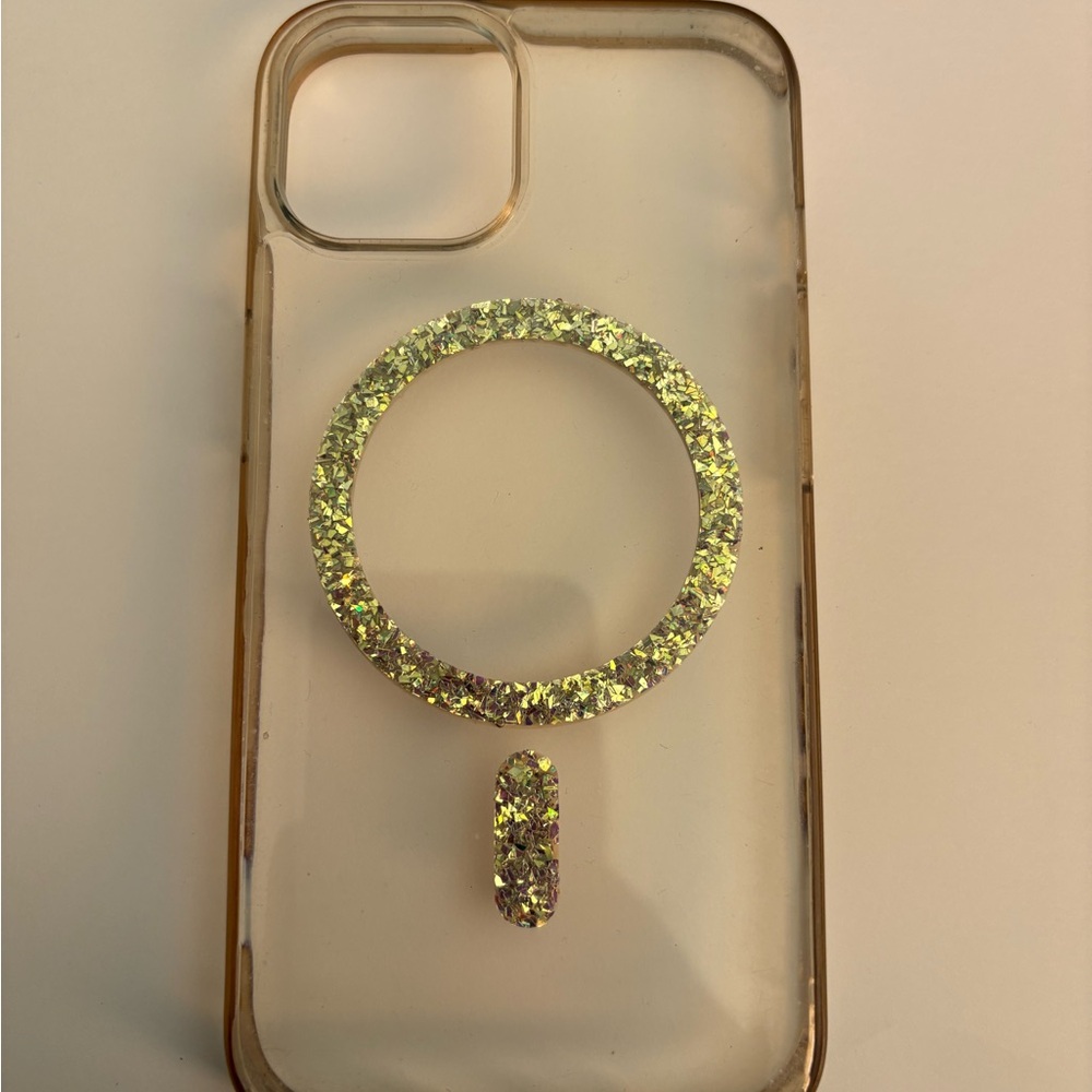 iPhone 14 Glitter Phone Case with Gold Accents